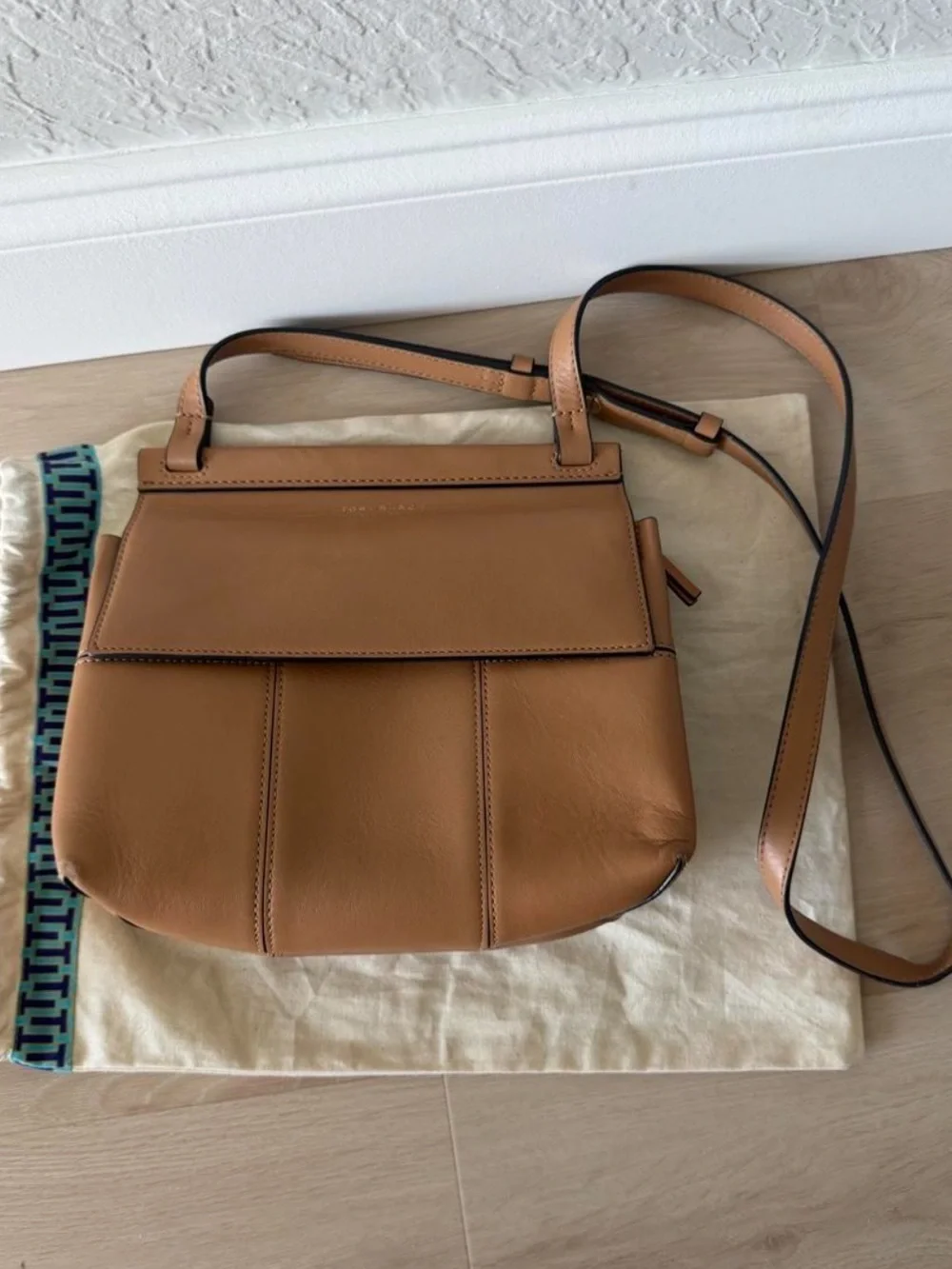 Tory Burch Tan Leather Flap Crossbody Bag